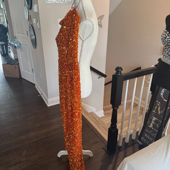 Sparkly Orange Plus Size Jump Suit - Picture 4 of 6